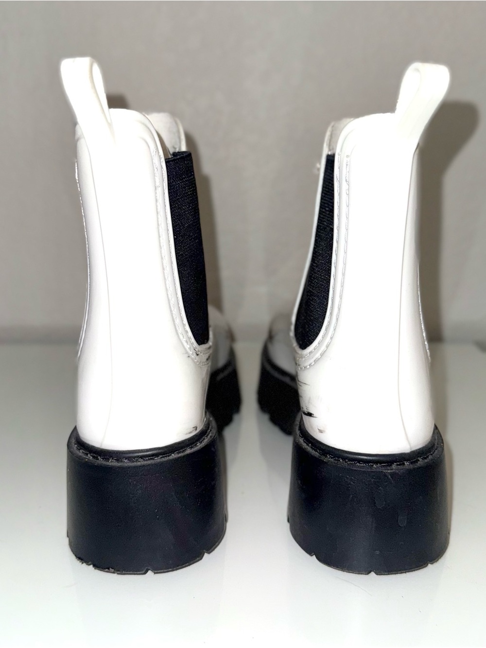 ASOS White Platform Plastic Chelsea Boots Size 8 - Picture 4 of 7